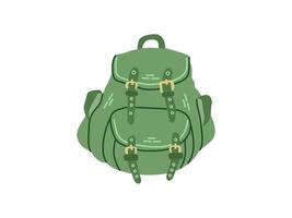 süß Hand gezeichnet Camping Rucksack. eben Illustration isoliert auf Weiß Hintergrund. Gekritzel Zeichnung. vektor