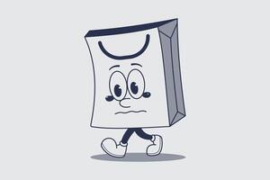 Design Karikatur Papier Tasche mit ein traurig Gesicht. Illustration vektor