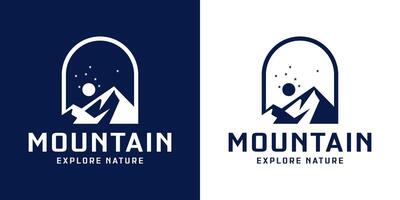 Jahrgang Logo Design von Berg beim Nacht vektor