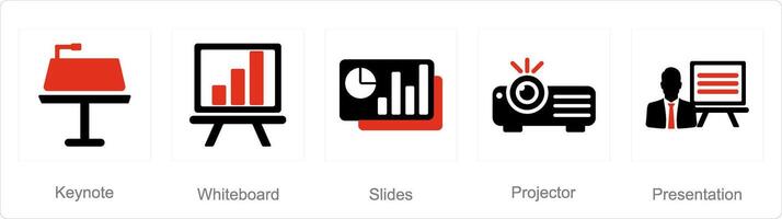 en uppsättning av 5 företag presentation ikoner som grundton, vit styrelse, diabilder vektor