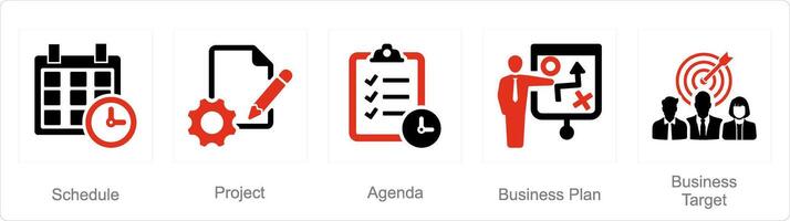 ein einstellen von 5 Geschäft Präsentation Symbole wie Zeitplan, Projekt, Agenda vektor