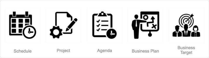 ein einstellen von 5 Geschäft Präsentation Symbole wie Zeitplan, Projekt, Agenda vektor