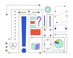 neuralt nätverk data 2d linjär tecknad serie objekt. artificiell intelligens algoritm bearbetning isolerat linje element vit bakgrund. ai beslut förvaltning Färg platt fläck illustration vektor