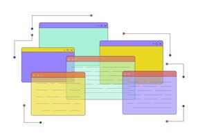 Programmierung Webseiten 2d linear Karikatur Objekt. Codierung Netz Seiten isoliert Linie Element Weiß Hintergrund. Software Maschinenbau. Algorithmus Code. Programm Computer Farbe eben Stelle Illustration vektor