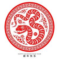 Lycklig kinesisk ny år 2025 år av de orm papper skära stil . vektor