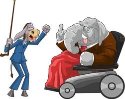 Demokrat Esel vs. republikanisch Elefant Karikatur Zeichen vektor