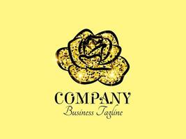 elegant guld gnistra reste sig blomma logotyp design vektor