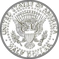förenad stater mynt halv dollar vektor