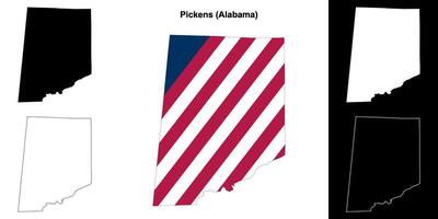 picken Bezirk, Alabama Gliederung Karte einstellen vektor