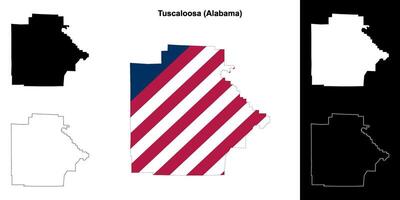 tuscaloosa Bezirk, Alabama Gliederung Karte einstellen vektor