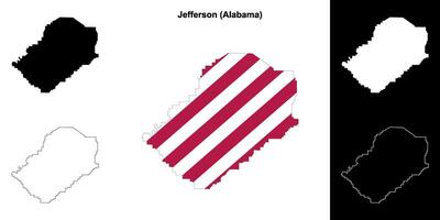 Jefferson Bezirk, Alabama Gliederung Karte einstellen vektor