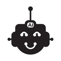 huvud ansikte robot artificiell intelligens ikon platt vektor