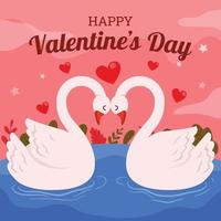 romantiska par svan på alla hjärtans dag vektor