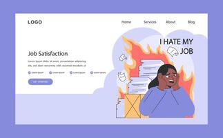 professionell burnout och jobb otillfredsställelse webb baner eller landning vektor