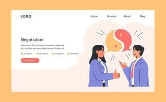 företag handla eller avtal webb baner eller landning sida. förhandling vektor