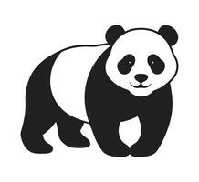 en silhuett panda svart och vit logotyp klämma konst vektor