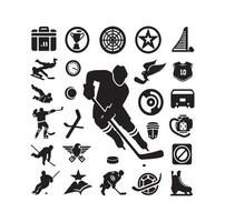 Eis Eishockey Spieler Silhouetten Symbol Logo Illustration. vektor