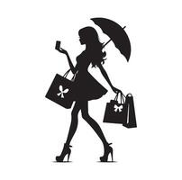 Einkaufen Mädchen Silhouette Illustration vektor