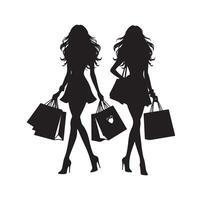 Einkaufen Mädchen Silhouette Illustration vektor