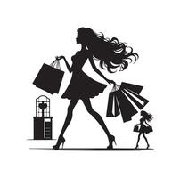 Einkaufen Mädchen Silhouette Illustration vektor