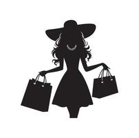 Einkaufen Mädchen Silhouette Illustration vektor