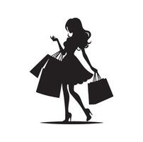 Einkaufen Mädchen Silhouette Illustration vektor