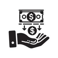 Geld auf das Hand Silhouette Stil. speichern Geld Symbol, Investition, Finanzen unterzeichnen. vektor