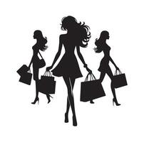 Einkaufen Mädchen Silhouette Illustration vektor