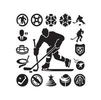 is hockey spelare silhuetter ikon logotyp illustration. vektor