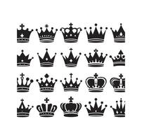 kungar krona ikon uppsättning illustration silhuett stil vektor