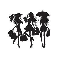 Einkaufen Mädchen Silhouette Illustration vektor