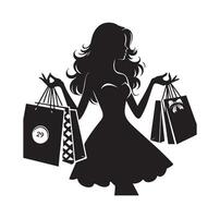 Einkaufen Mädchen Silhouette Illustration vektor