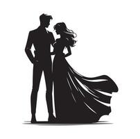 Paar Stehen Silhouetten von Mann und ein Frau vektor