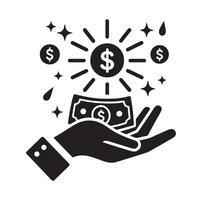 Geld auf das Hand Silhouette Stil. speichern Geld Symbol, Investition, Finanzen unterzeichnen. vektor