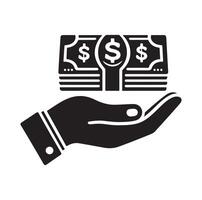 Geld auf das Hand Silhouette Stil. speichern Geld Symbol, Investition, Finanzen unterzeichnen. vektor