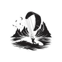 Kitesurfen Silhouette Illustration Symbol vektor