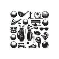 golf ikon samling illustration silhuett stil vektor