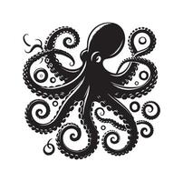 bläckfisk silhuett illustration logotyp vektor