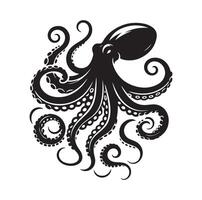 bläckfisk silhuett illustration logotyp vektor
