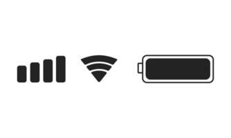 överskott nivå och batteri och wi-fi. telefon bar status ikon vektor