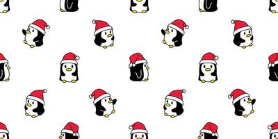 Pinguin nahtlos Muster Weihnachten Santa claus Hut Vogel Karikatur Schal isoliert Fliese Hintergrund wiederholen Hintergrund Illustration Gekritzel Design vektor