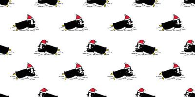 Pinguin nahtlos Muster Weihnachten Santa claus Hut Vogel Schwimmen Karikatur Schal isoliert Fliese Hintergrund wiederholen Hintergrund Illustration Gekritzel Design vektor