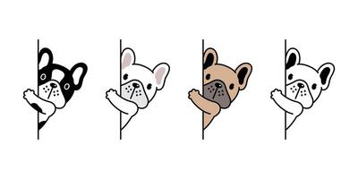 Hund Französisch Bulldogge Symbol versteckt Hündchen Haustier Charakter Karikatur Symbol Schal Illustration Gekritzel Design vektor