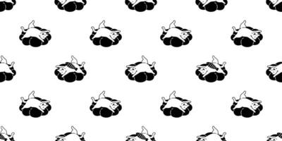Katze nahtlos Muster Kätzchen Schlafen Wolke Fisch Kattun Haustier Schal isoliert wiederholen Hintergrund Karikatur Tier Fliese Hintergrund Illustration Gekritzel Design vektor