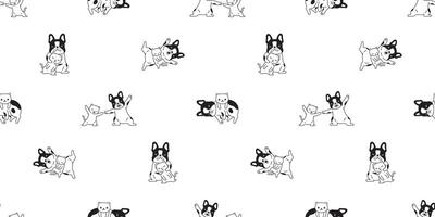 Hund Katze Französisch Bulldogge nahtlos Muster Kätzchen Kattun Karikatur wiederholen Hintergrund Fliese Hintergrund Schal isoliert Illustration Design vektor