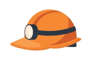 Orange farbig Minenarbeiter Sicherheit Helm mit Lampe. Illustration. vektor