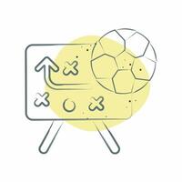 Symbol Strategie. verbunden zu Fußball Symbol. Farbe Stelle Stil. einfach Design Illustration vektor