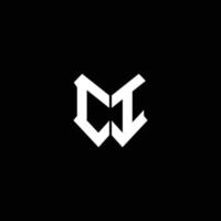 ci-Logo-Monogramm mit Schildform-Designvorlage vektor