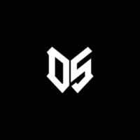 ds logotyp monogram med sköld form designmall vektor