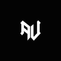 Au-Logo-Monogramm mit Schildform-Designvorlage